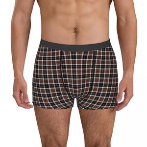 Onderbroek Brown Plaid Men Boxer Briefs Lattice Zeer ademende hoge kwaliteit print shorts Verjaardagscadeaus