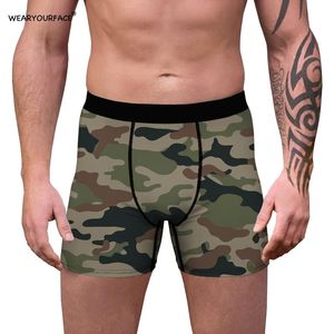 Sous-vêtements Camouflage vert 3D imprimé hommes pochette boxeurs culottes sous-vêtements confortables peau amicale drôle été culotte intimes