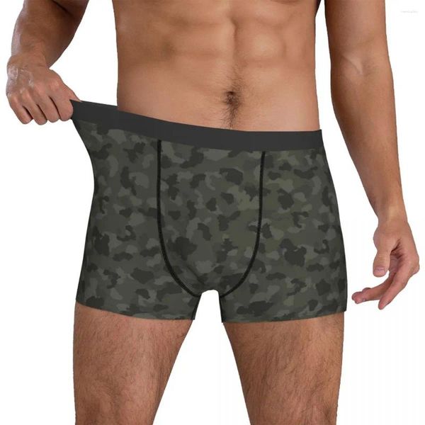 Calzoncillos Patrón de camuflaje Ropa interior Ejército Color verde Diseño Boxer Shorts Calzoncillos clásicos para hombres Regalo de cumpleaños