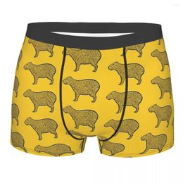 Onderbroek Capibara Hydrochoerus Hydrochaeris Animal Design Inkt Art Geel Katoenen Slipje Mannelijke Ondergoed Shorts Boxer Briefs