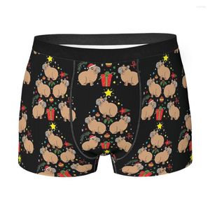 Calzoncillos Navidad ornamento árbol hombres boxeador calzoncillos capybara dibujos animados altamente transpirable de alta calidad pantalones cortos de impresión idea de regalo