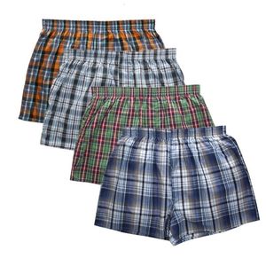 Onderbroek Classic Plaid Men Pants casual modemerk hoogwaardige bokser 4pcslot heren katoenen boksers shorts ondergoed 230815