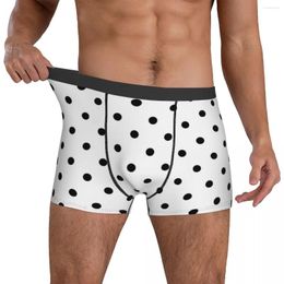 Slip classique à pois sous-vêtements blanc noir à pois motif rétro personnalisé tronc mâle élastique Boxer slip cadeau