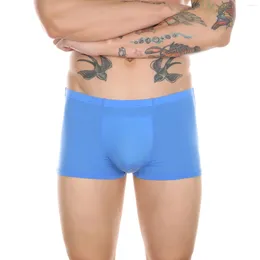 Sous-vêtements pour hommes Boxers Shorts Sexy Pénis Pouch Pad Ultra-mince Glace Soie Culotte Éponge Tasse Boxershorts