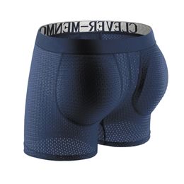 Onderbroek Clever-Menmode Sexy Men Gedekte ondergoed Mesh Boxer Boxer Billen Lifter Vergrichting Butt Push Up Pad onderbroek Penis Pouch slipjes 230503