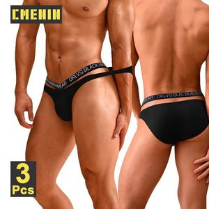 Sous-pants Cménine 3pcs Coton Houstable Mens Underwear V-Neck Pendant Athlete Shorts Sissy Bikini Q240430