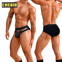 CMENIN 3 pièces coton hommes sous-vêtements slips Sissy Bikini hommes Jockstrap culotte Slip Double rayures découpe homme slips caleçons 24319