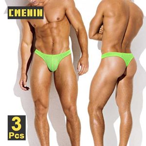 Sous-pants Cménine 3pcs Nylon Mesh Houstable Mens Thong Sexy Low Single Single Underwear Girly Bikini Athlete Tice Q240430