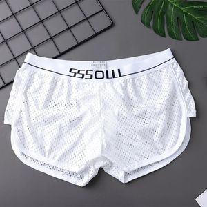 Sous-vêtements confortables Boxer en soie glacée Sous-vêtements Shorts Trunks pour hommes en blanc gris noir vert bleu foncé avec pochette