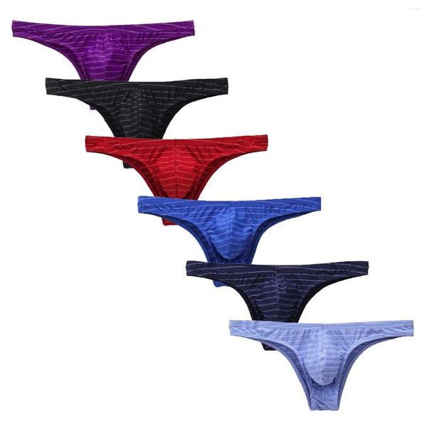 Calzoncillos Compresión Ropa interior larga Hombres Cadera Hombres Medio color Rayas 6PC Bajo Bikini Bragas La mayoría de los boxeadores Paquete