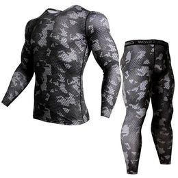 Onderbroek Compressie Heren Sportondergoed MMA Rash Guard Mannelijke Fiess Leggings joggen T -shirt snel droge gym workout Sportpak 4xl