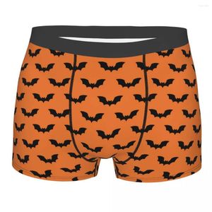 Caleçons Cool Black Bats And Orange Spooky Halloween Pattern Flying Bat Boxers Shorts Male Stretch Briefs Sous-vêtements