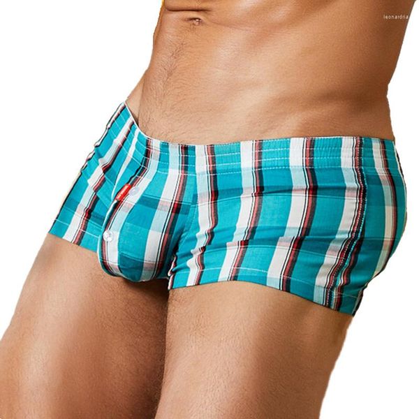 Calzoncillos de algodón para Hombre, calzoncillos bóxer clásicos a cuadros, ropa interior para Hombre, bragas para dormir en casa, pijama para Hombre