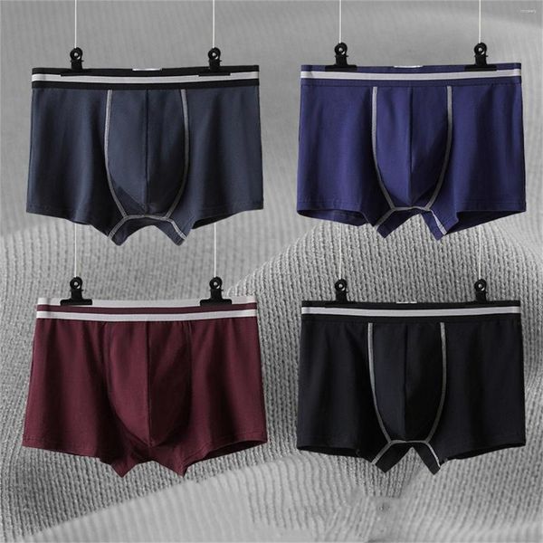 Calzoncillos de algodón para Hombre, ropa interior GaysThin, Bóxer de malla transpirable, ropa interior corta sólida, sin costuras, bolsa convexa en U, Tanga para Hombre