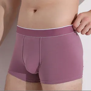 Sous-vêtements en coton taille moyenne, couleur unie, pantalons confortables à coins plats pour hommes, sport doux, séchage rapide, sous-vêtements sexy