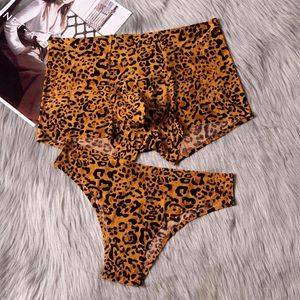 Calzoncillos Pareja Amantes Hombres Boxer Shorts Estampado de leopardo Ropa interior sexy Cueca para hombres Bragas masculinas Lady Boxershorts Bamboo1801