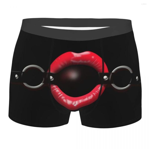 Calzoncillos personalizados negro Gag Ball ropa interior hombres estiramiento BDSM Kink Sex Play Boxer calzoncillos cortos bragas suaves para hombre