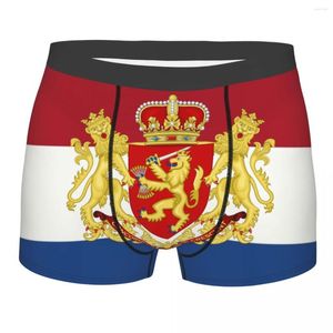 Caleçon Personnalisé Blason Pays-Bas Sous-Vêtements Hommes Stretch Drapeau Hollandais Boxer Briefs Shorts Culotte Doux Pour Homme