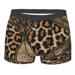 Sous-vêtements personnalisés en fourrure de léopard avec ornements ethniques, boxers, shorts pour hommes, slips d'animaux africains tribaux, sous-vêtements drôles