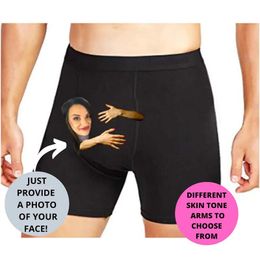 Caleçon personnalisé Po Boxer sous-vêtements pour lui petit ami mari hommes drôle visage nouveauté 3D imprimé personnalisé Shorts slips