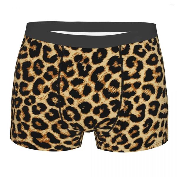 Calzoncillos personalizados ropa interior de leopardo real hombres transpirable sexy africano pieles de animales boxer calzoncillos pantalones cortos bragas suaves para hombre