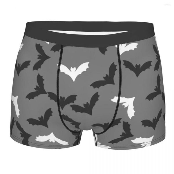 Caleçon mignon dessin animé noir et blanc chauves-souris gris hommes sous-vêtements Boxer culotte Sexy respirant pour Homme S-XXL