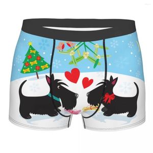 Caleçon mignon Couples Scottish Terrier sous-vêtements hommes respirant Scottie chien amant Boxer slips Shorts culotte douce pour homme