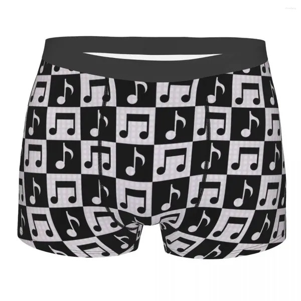 Calzoncillos lindas notas musicales ropa interior para hombres calzoncillos boxer blanco y negro pantalones cortos bragas transpirables para homme S-XXL