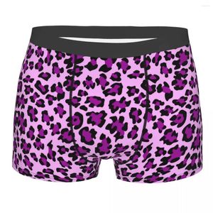 Onderbroeken Leuke Paarse Luipaardprint Ondergoed Heren Gedrukt Aangepaste Dierlijke Naadloze Boxershorts Slipje Slips Ademend