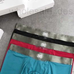 Calzoncillos Diseñador Ropa interior para hombre, pantalones cortos de ángulo plano, tres piezas en caja transpirables y cómodas, boxeadores livianos sin costuras 9J0D