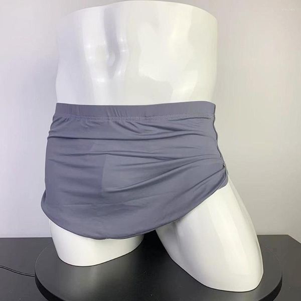 Calzoncillos Bolsa de corneta desmontable Bragas para hombres Forro de tiro bajo Boxer Ropa interior de seda de hielo corta Hombre Lencería Tronco suave Ropa Interior Pantalón