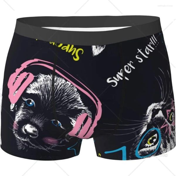 Sous-vêtements Chien Animal Noir Sous-vêtements drôles pour hommes Boxer Légère élasticité Short masculin Nouveauté Cadeau élégant pour hommes garçons