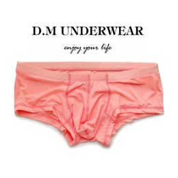 Onderbroek E sympathieke jonge heren effen kleur ondergoed sexy comfortabel ademend sneldrogend dunne mode lowwaist boxershorts 231027