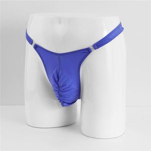 Sous-vêtements élastiques avec poche bombée, tongs t-back pour hommes, sous-vêtements sexy, slips à dos ouvert, taille basse, sans couture