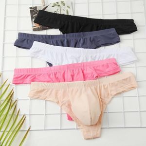 Caleçon Élastique Mince Glace Soie Exposée Demi Hanche Taille Basse Hommes Boxer Shorts Lisse Respirant Sport Sexy Petits Sous-Vêtements