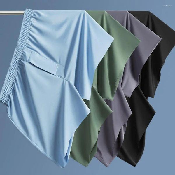 Sous-pants Élasticité Home Panties Menles de glace en soie en soie glaciale avec une ceinture élastique à jambe large pour le confort d'été léger