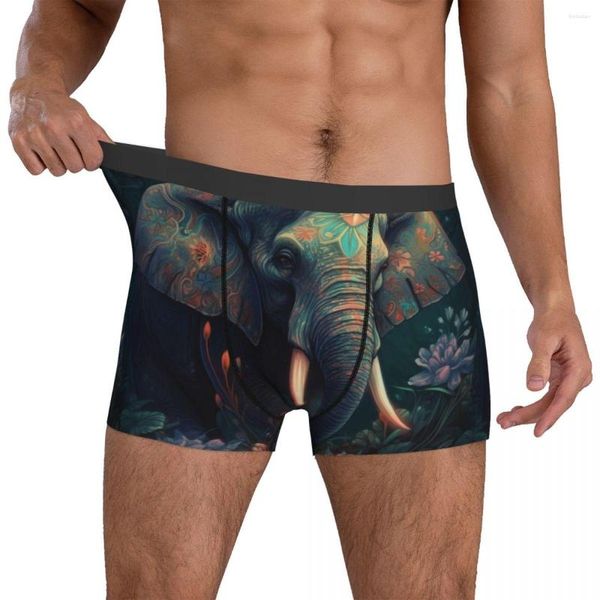 Calzoncillos Elefante Ropa interior Neón Pintura colorida Bolsa Trenky Tronco Estampado Pantalones cortos Calzoncillos Estiramiento Hombre Tamaño grande