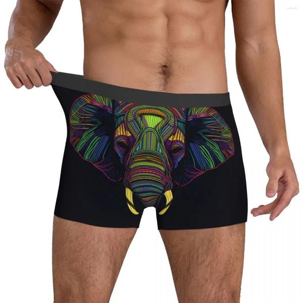 Sous-vêtements Éléphant Sous-vêtements Néon Line Art Homme Short Slip Élastique Tronc Haute Qualité Impression Grande Taille