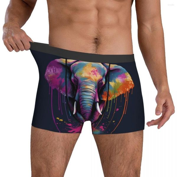 Calzoncillos Elefante Ropa interior Psychadelic Grafitti Hombres Pantalones cortos Calzoncillos Divertido Tronco Trenky Personalizado Tallas grandes