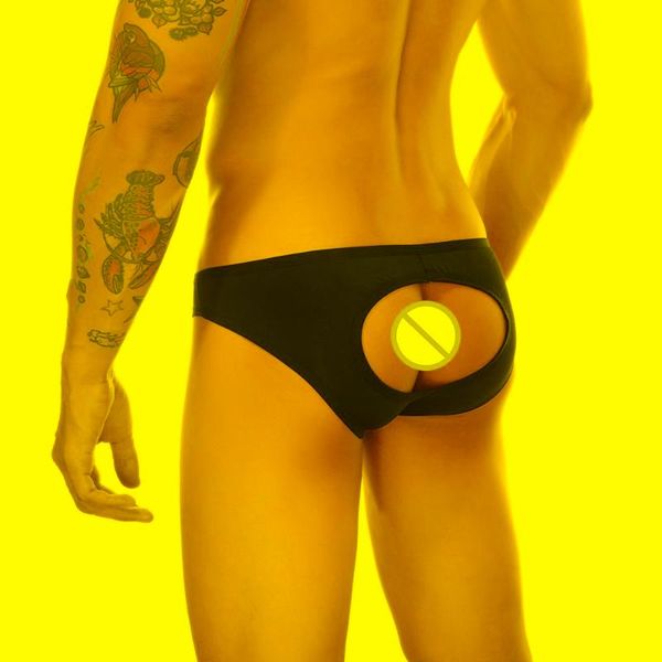 Calzoncillos Lencería erótica Hombre Pene abierto Ropa interior Sexy Hollow Buttstock Bragas Jockstrap Breve Transpirable Gay Porno UnderpantUnderpants