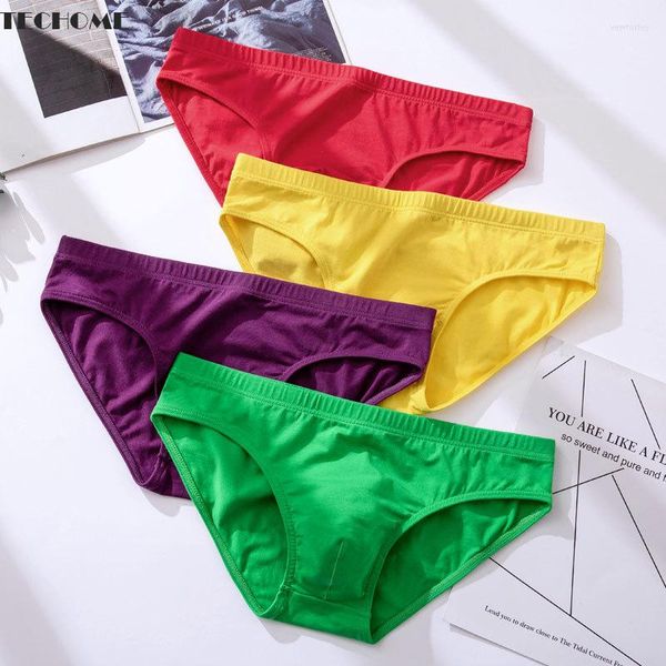 Calzoncillos Calzoncillos para hombres europeos y americanos Ropa interior de algodón Color sólido Adulto Sexy Transpirable Bragas de cintura baja Tangas sin costuras masculinas