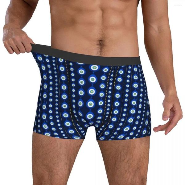 Sous-vêtements Evil Eye Sous-vêtements Bleu et Or Pochette Trunk Douanes Shorts Slips Confortables Hommes Grande Taille