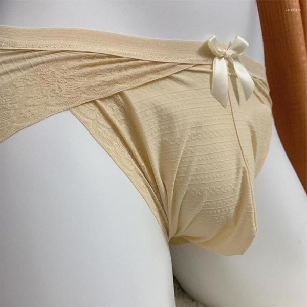 Slip Fantaisie Culotte Arc Sissy Lingerie Plus La Taille Hommes Mémoires Bikini Sexy Sous-Vêtements String Maille Dentelle U Convexe Cock Pouch Gay G-String