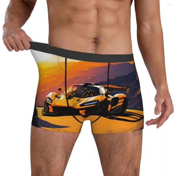 Calzoncillos Fantástico Coche deportivo Ropa interior Montaña Sol Bragas masculinas Impreso Lindo Boxershorts Boxer Brief Plus Tamaño 2XL