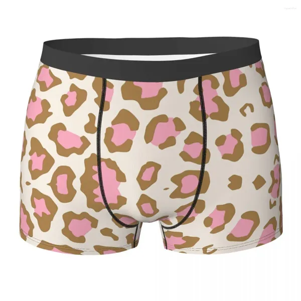 Sous-vêtements Mode Boxer Rose Léopard Texture Motif Shorts Culottes Hommes Sous-Vêtements Taches D'animaux Peau Douce Pour Homme Grande Taille