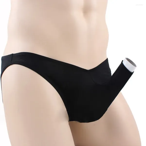 Slips Mode Elephant Nose Briefs Sexy Bikini Pantalons Hommes Gaine De Pénis Tongs Confortable Transparent Soie De Glace Ouverte Couleur Unie Bref