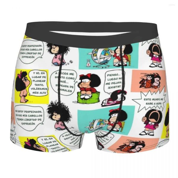 Sous-vêtements Mode Manga Quino Mafalda Boxers Shorts Hommes Confortables Kawaii Dessin Animé Slips Sous-Vêtements