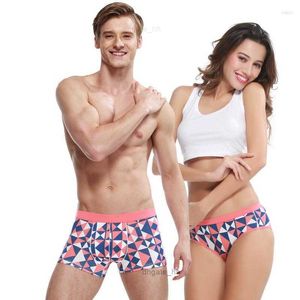 Calzoncillos moda hombres y mujeres amantes del algodón ropa interior a cuadros lindos boxeadores pantalones cortos diseño clásico fondos duerme usar bragas