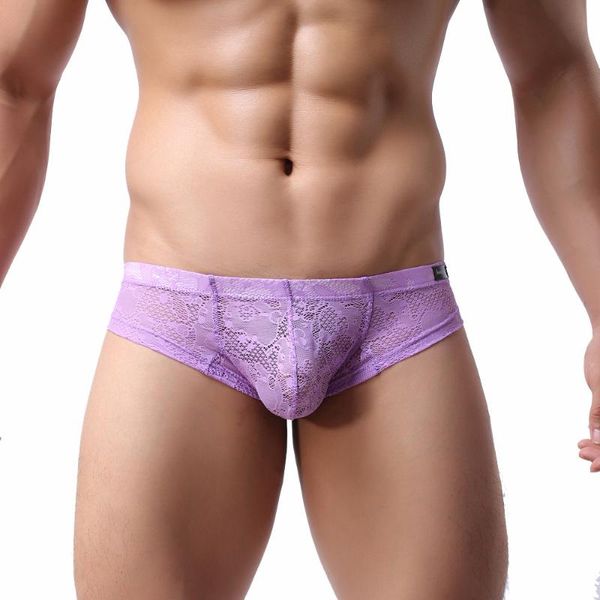 Slip Mode Hommes Dentelle Convex Pouch Shorts Petit Boxer Sexy Culotte Transparente Ultra-mince Taille Basse Respirant BriefsSous-pantalon