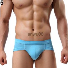 Caleçon Mode Hommes Sexy Sous-Vêtements Simple Couleur Unie Boxer Briefs Shorts Bulge Pouch Comfy Soft Slip Trunks 2021 J230713